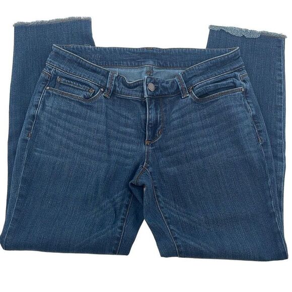 Ann Taylor Womens Modern Fit Jeans Stretch Frayed Hem Medium Wash Blue‎ Size 6P - Picture 3 of 11